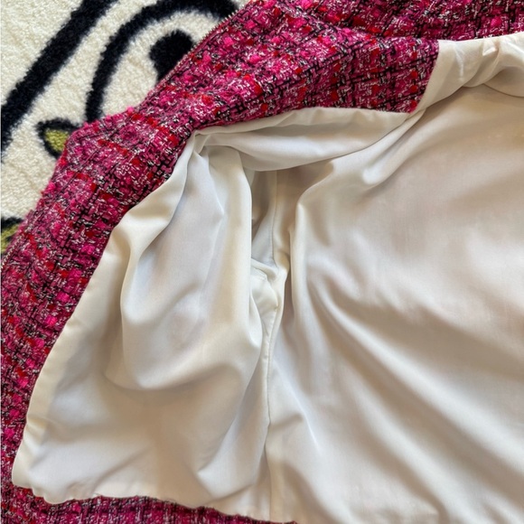 Rachel Zoe Pink Tweed Bouclé Cropped Zip Jacket Blazer S - Picture 9 of 13